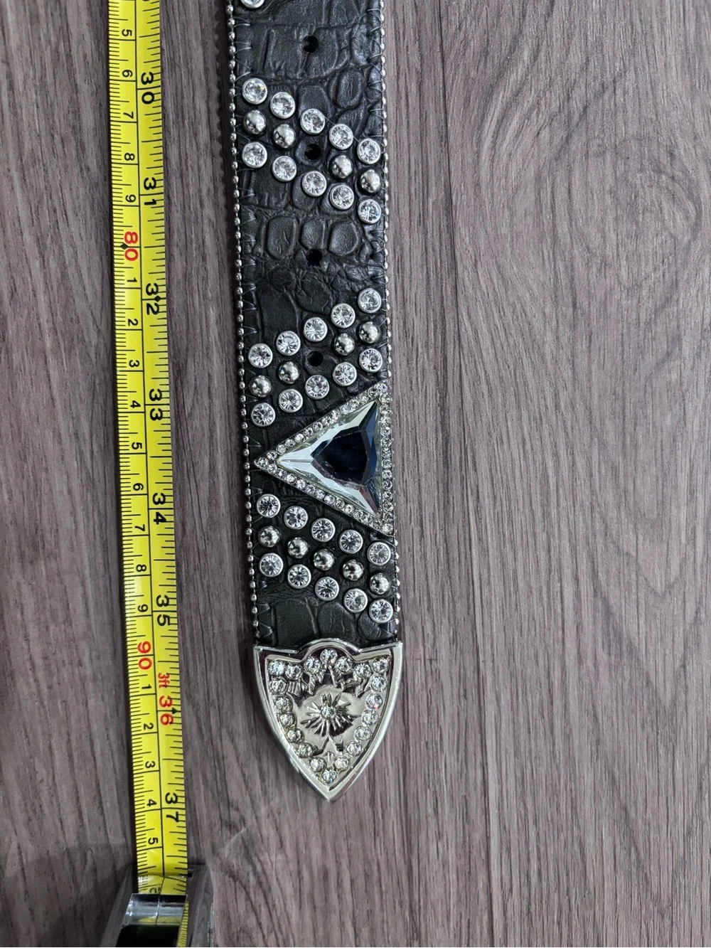 Studded Leather Belt with Silver Accents